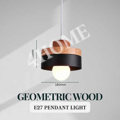 Premium Japanese Style Light Wood Scandinavian E27 Pendant Light Geometric 4HOME SINGAPORE - 4HOME