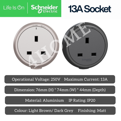 Schneider Power Track with USB & Single Socket Module – Dark Grey & Light Brown | 50cm, 60cm & 80cm