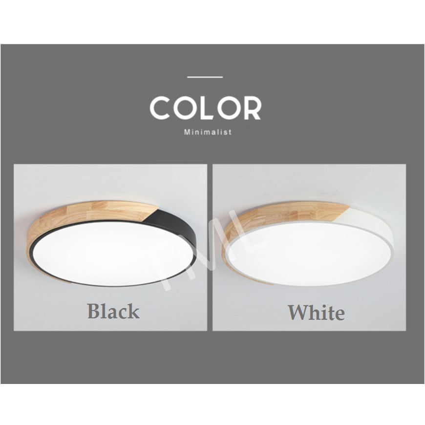 4HOME SINGAPORE 18W 24W 36W Nordic LED Ceiling Light Black White Wood Frame - 4HOME