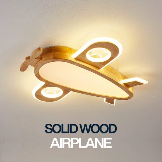 Modern Solid Real Wood Airplane Aircraft LED Ceiling Light Fixture for Boys Girls Kids Bedroom and Nursery 4HOME SINGAPORE