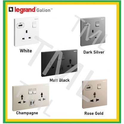 Legrand Galion Socket with USB Champagne Rose Gold Dark Silver White Matt Black 4HOME SINGAPORE - 4HOME
