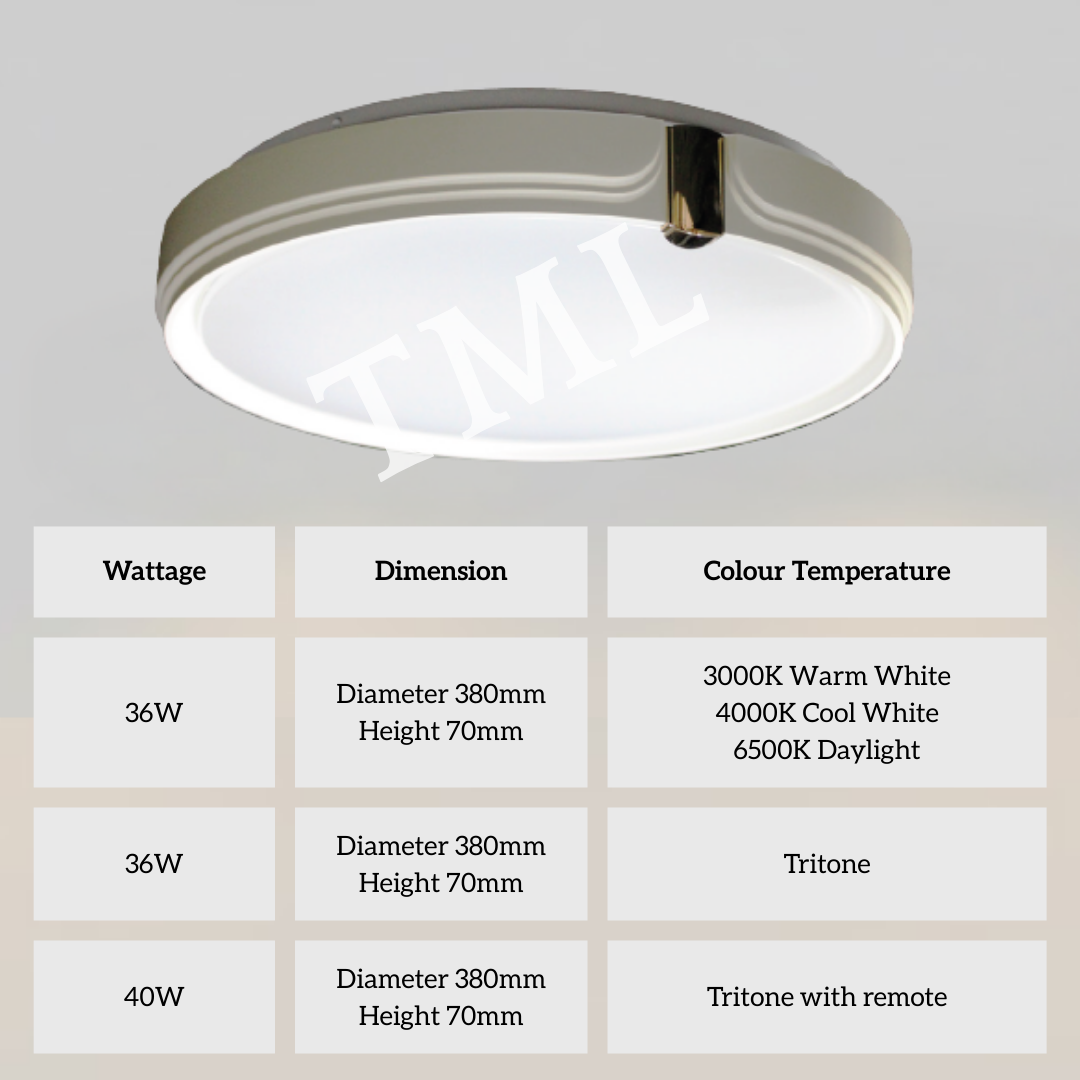 Details of the white with gold modern ceiling light