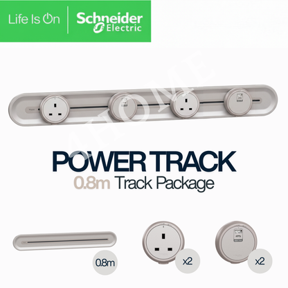 Schneider Power Track with USB & Single Socket Module – Dark Grey & Light Brown | 50cm, 60cm & 80cm