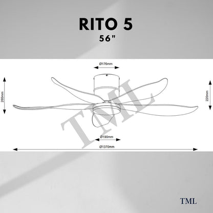 Fanco Smart RITO 3 RITO 5 Black White Pine Wood Ceiling Fan 3 Blades 5 Blades 4HOME SINGAPORE - 4HOME