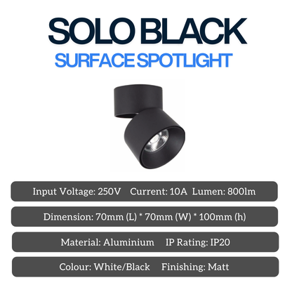 Adjustable Surface Spotlight -Black Single Head