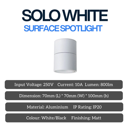 Adjustable Surface Spotlight -White Single Head