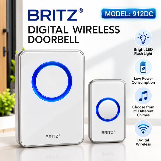 BRITZ 无线门铃套装 912DC 发射器接收器 100M HDB BTO CONDO LANDED 门铃套装 4HOME 新加坡