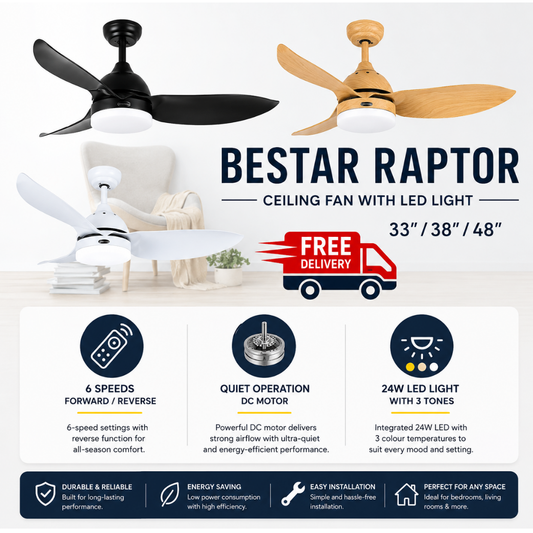 Bestar Raptor Ceiling Fan with 24W LED Light