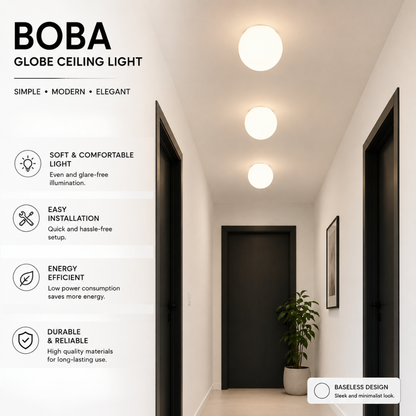 Boba Round Globe Ceiling Light Baseless design