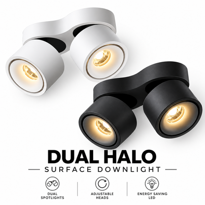 Premium Double Head Halo Cylindrical LED Spotlight | Black White Anti Glare Surface Mounted Downlight | Adjustable Ceiling Light | Singapore