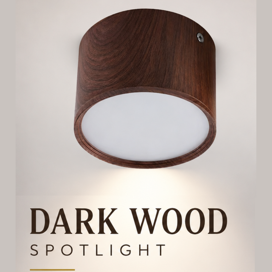 Dark Wood Print Walnut LED Ceiling Spotlight