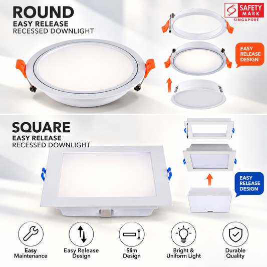 Easy Release Recessed LED Downlight – 15W Safety Mark Approved