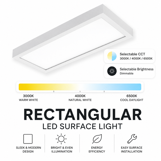 Extra Bright Rectangular LED Surface Light 60x30 Kitchen Living Hall Bedroom 