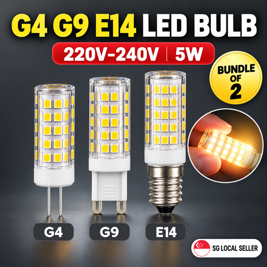 [新加坡本地卖家] [2 件装] G4 G9 E14 LED 灯泡 5W 220V-240V 4HOME 新加坡