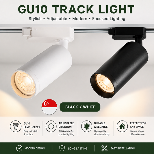 GU10 Black and White Track Light with Track Rail
