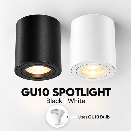 优质 LED GU10 可调聚光灯 圆柱形 黑色 白色 可更换 GU10 可旋转 4HOME 新加坡