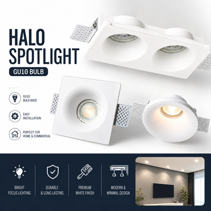 Recessed gypsum spotlight with gu10 led bulb