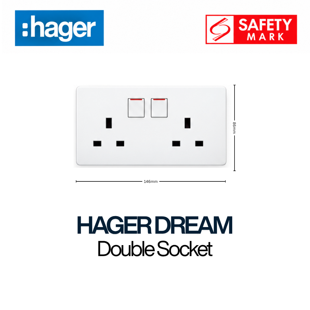 HAGER DREAM WGDS213S 2X13A SWITCH SOCKET OUTLET
