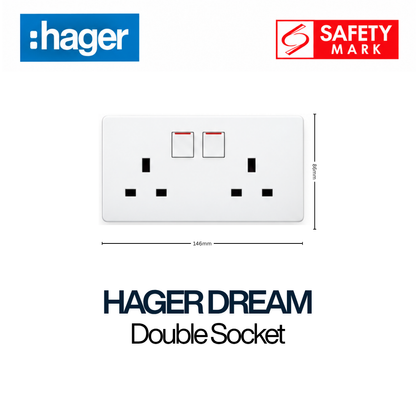HAGER DREAM WGDS213S 2X13A SWITCH SOCKET OUTLET