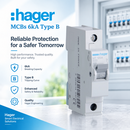 Hager 1P 6kA Type B MCB circuit breaker MT120 1P 6kA MCB Type B