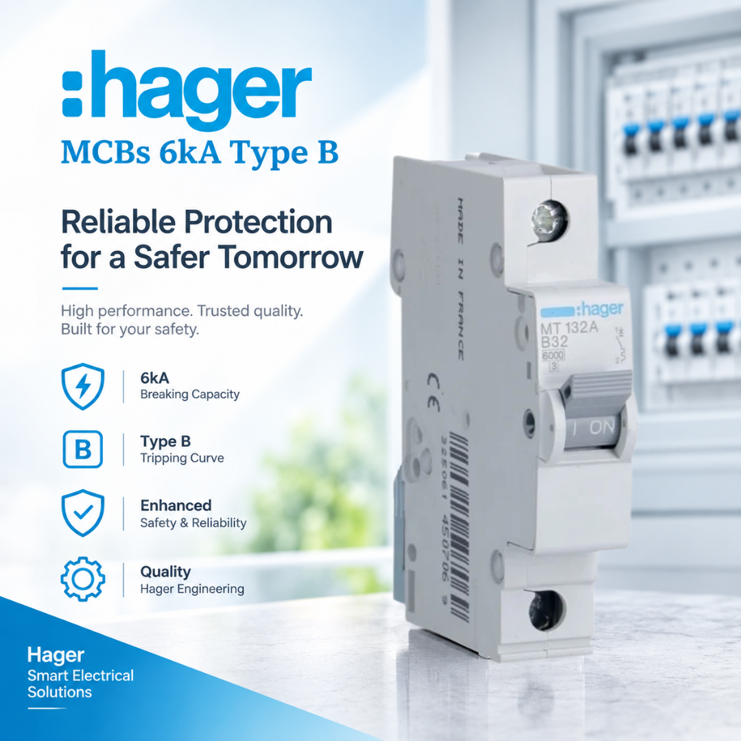 Hager 1P 6kA Type B MCB circuit breaker MT132 1P 6kA MCB Type B