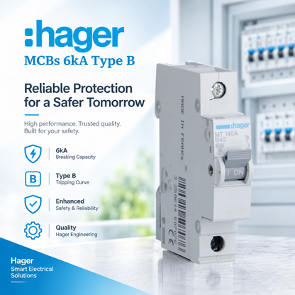 Hager 1P 6kA Type B MCB circuit breaker MT140 1P 6kA MCB Type B
