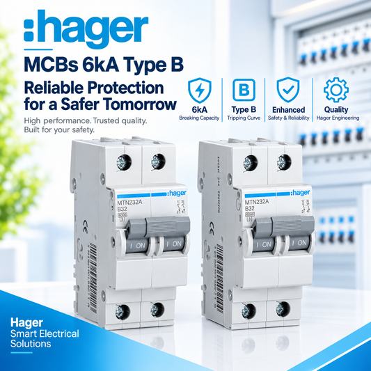 Hager 2P MCB 32A 40A 63A 6kA