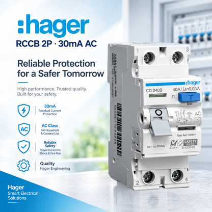 Hager RCCB ELCB CD263B 2P 63A 30mA