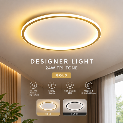 Halo Modern Designer LED Ceiling Light Tri-tone 