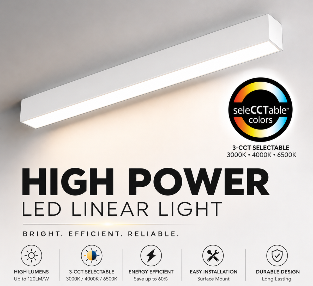 High Power 50W LED linear light surface ceiling light