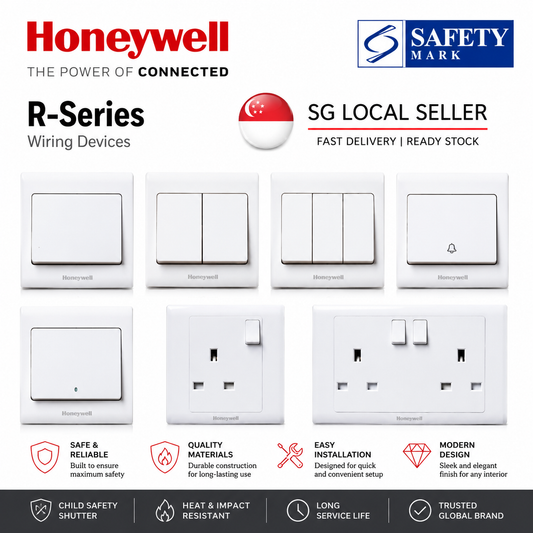 HoneyWell R-Series Switch Socket Singapore Safety Mark 4HOME White