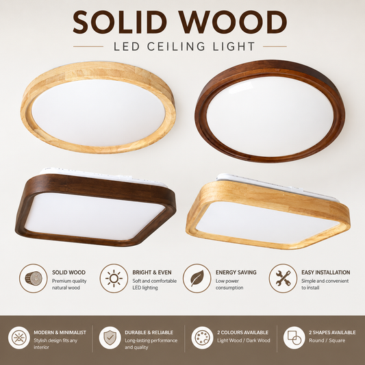 Japanese Design Solid Wood LED Ceiling Light walnut pine wood twist and turn