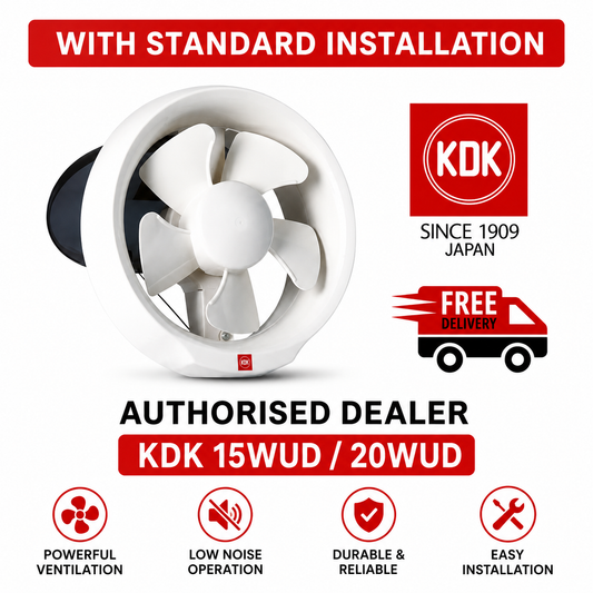 KDK 15WUD 20WUD Wall Ventilation Fan with Standard Installation