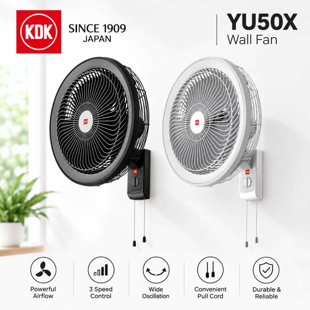 KDK YU50X 20-inch industrial wall fan with Guide Vane design in black and white