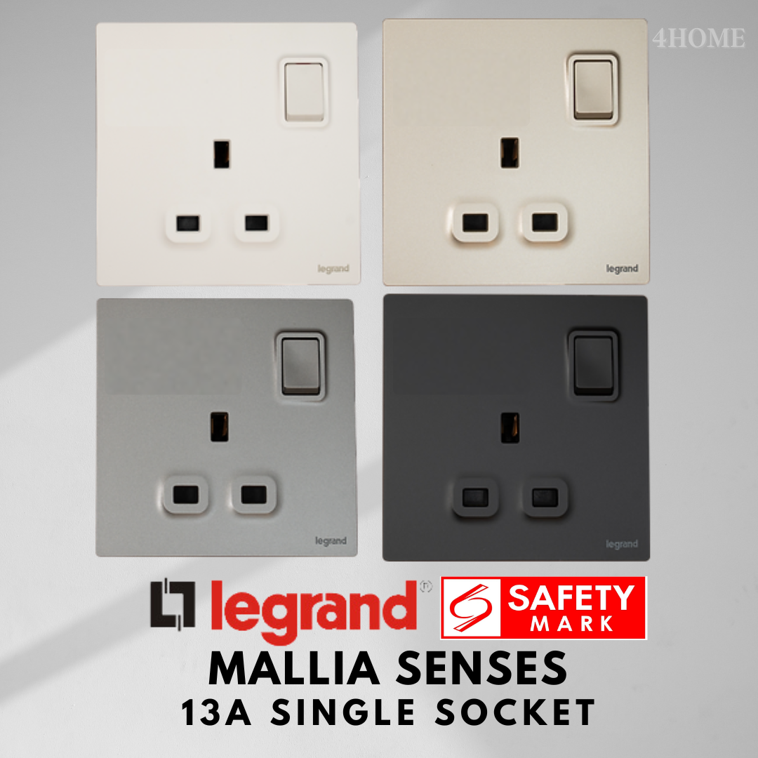 Legrand Mallia Senses Single Socket with singapore safety mark