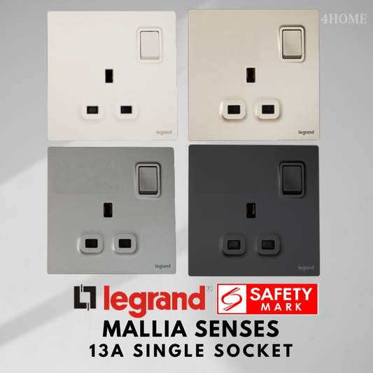 Legrand Mallia Senses Single Socket with singapore safety mark