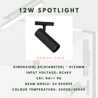 M20 12w track spotlight  48V magnetic track