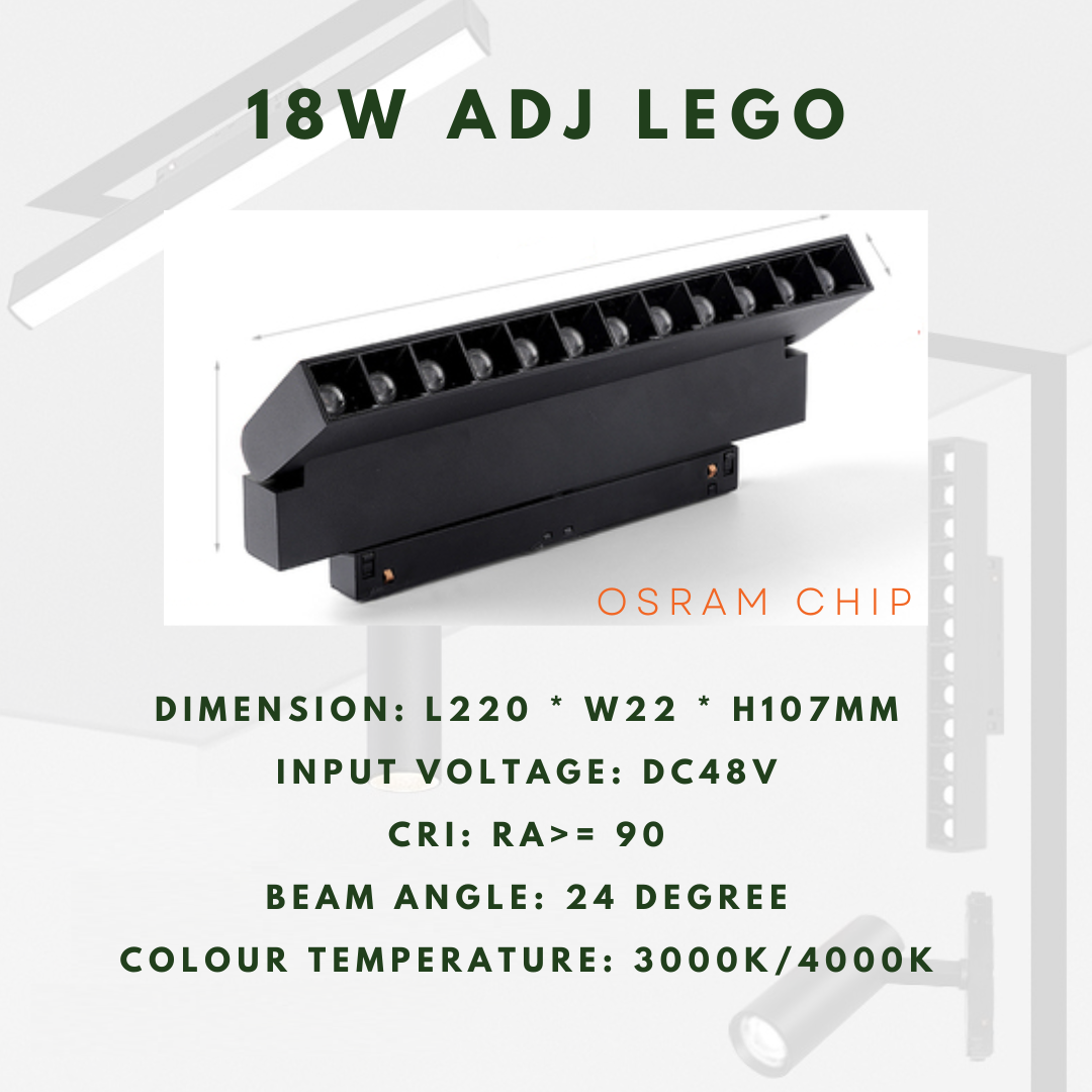 M20 18w adjustable lego  48V magnetic track