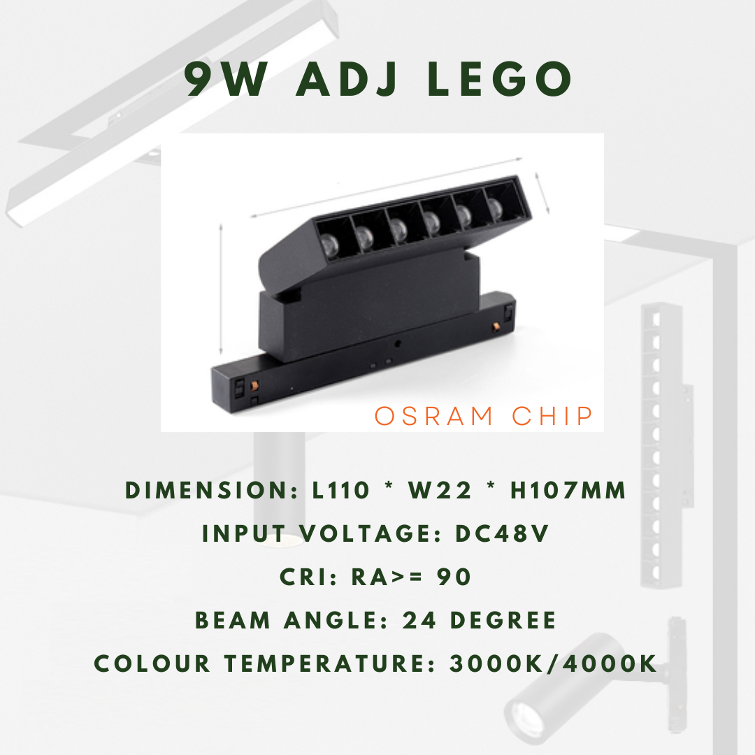 M20 9w adjustable lego  48V magnetic track