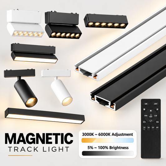 Ultra Slim Magnetic Track Light System Black White TRITONE Dimmable Remote DC 48V