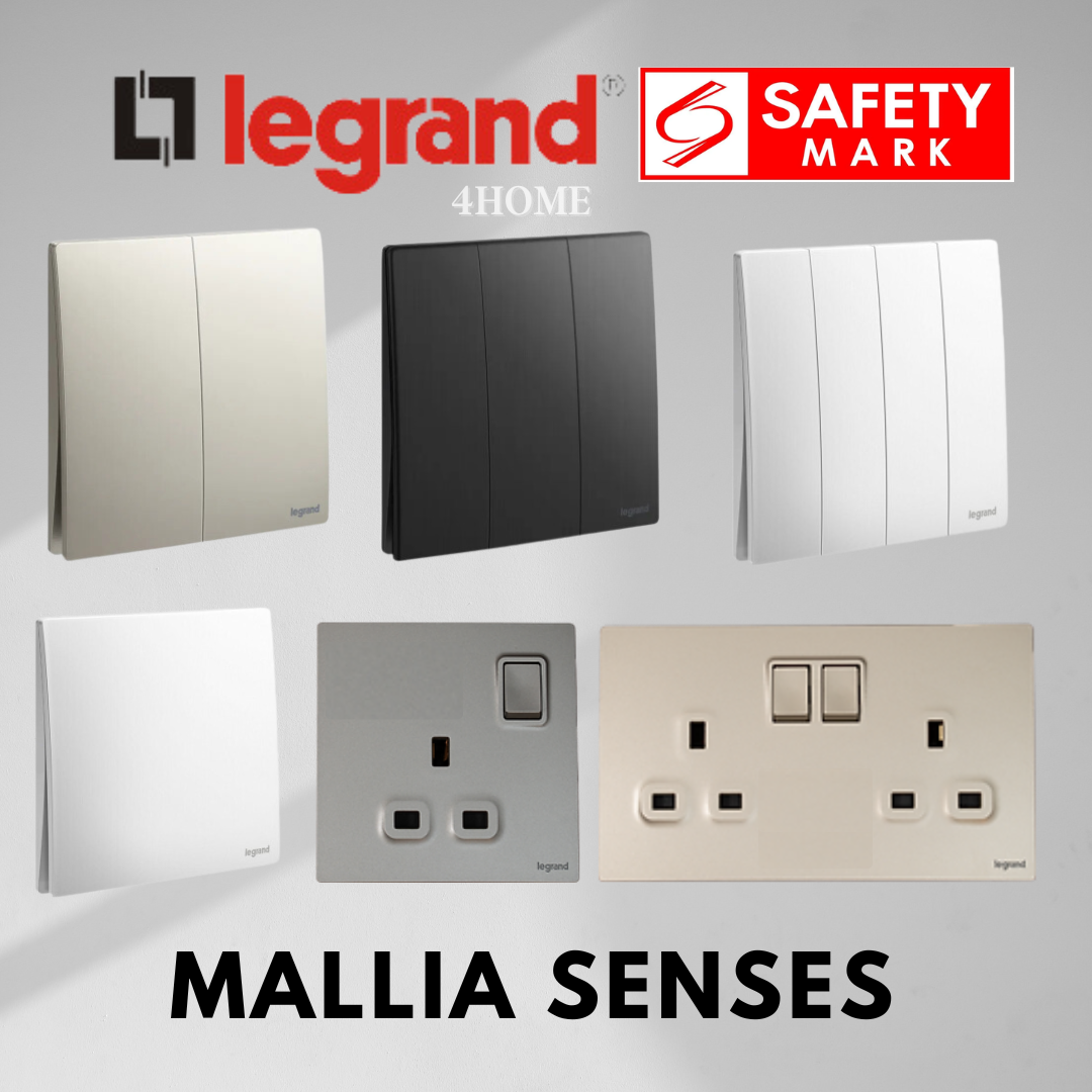Legrand mallia senses electrical switches and sockets with Safety Mark