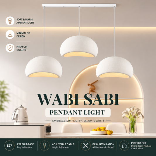 Minimalist Wabi-Sabi Cloud Egg-shaped 3Head Chandelier Pendant Island Dining Table