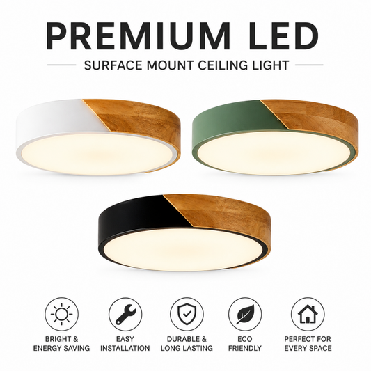 Nordic macaron ceiling light white black green with wood round