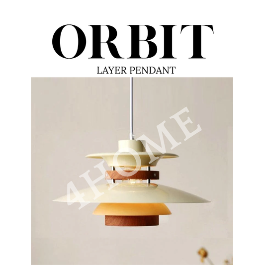 Orbit Layer Pendant Light Modern Nordic Hanging Lamp E27 White with wood