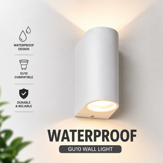 Outdoor Waterproof White GU10 Round Cylindrical Wall Light Up Down