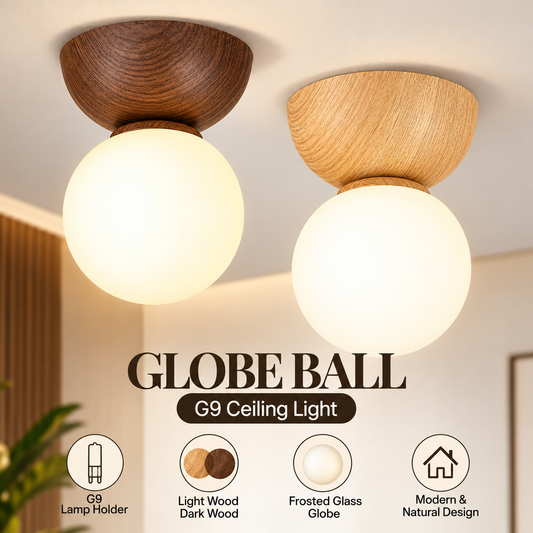 Pluto G9 Globe Spotlight -dark wood light wood