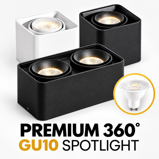 优质 360 度光环表面 GU10 LED 聚光灯 单头方形 双头矩形 4HOME 新加坡
