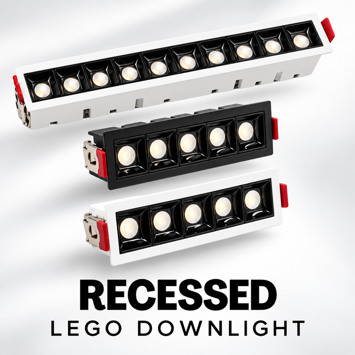 Recessed LED Lego Downlight 10W/20W | Anti-Glare Linear Spotlight | 30° Beam Angle | Black/White Frame | Warm/Cool/Daylight