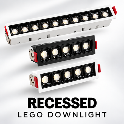 Recessed LED Lego Downlight 10W/20W | Anti-Glare Linear Spotlight | 30° Beam Angle | Black/White Frame | Warm/Cool/Daylight