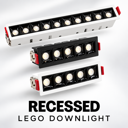 Recessed LED Lego Downlight 10W/20W | Anti-Glare Linear Spotlight | 30° Beam Angle | Black/White Frame | Warm/Cool/Daylight